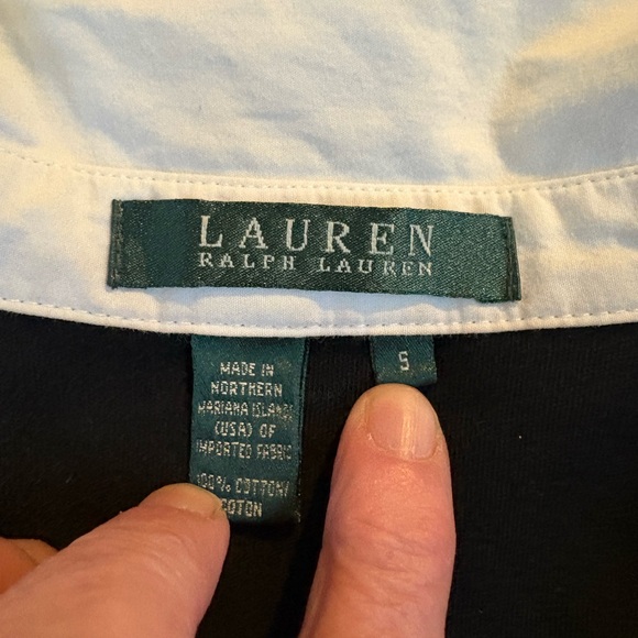 Ralph Lauren navy blue White Collar S knit top v2k retro preppy, sporty shirt - Picture 9 of 11